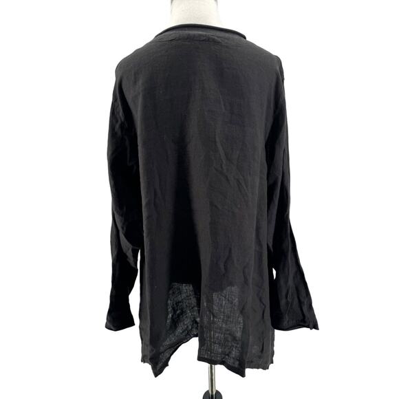 Kleen Women's Black 100% Linen Long Sleeve Lagenlook Tunic Blouse Size XL - Picture 3 of 6